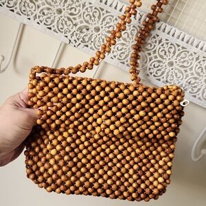 Vintage Beaded Bag Natural BOHO